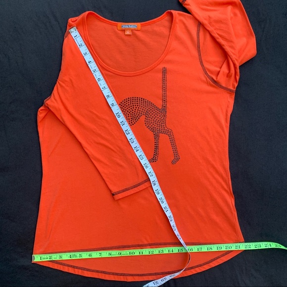 🤩3/$20 LIKE NEW Holiday Traditions Orange Halloween Black Cat TShirt Top Large - Picture 8 of 11